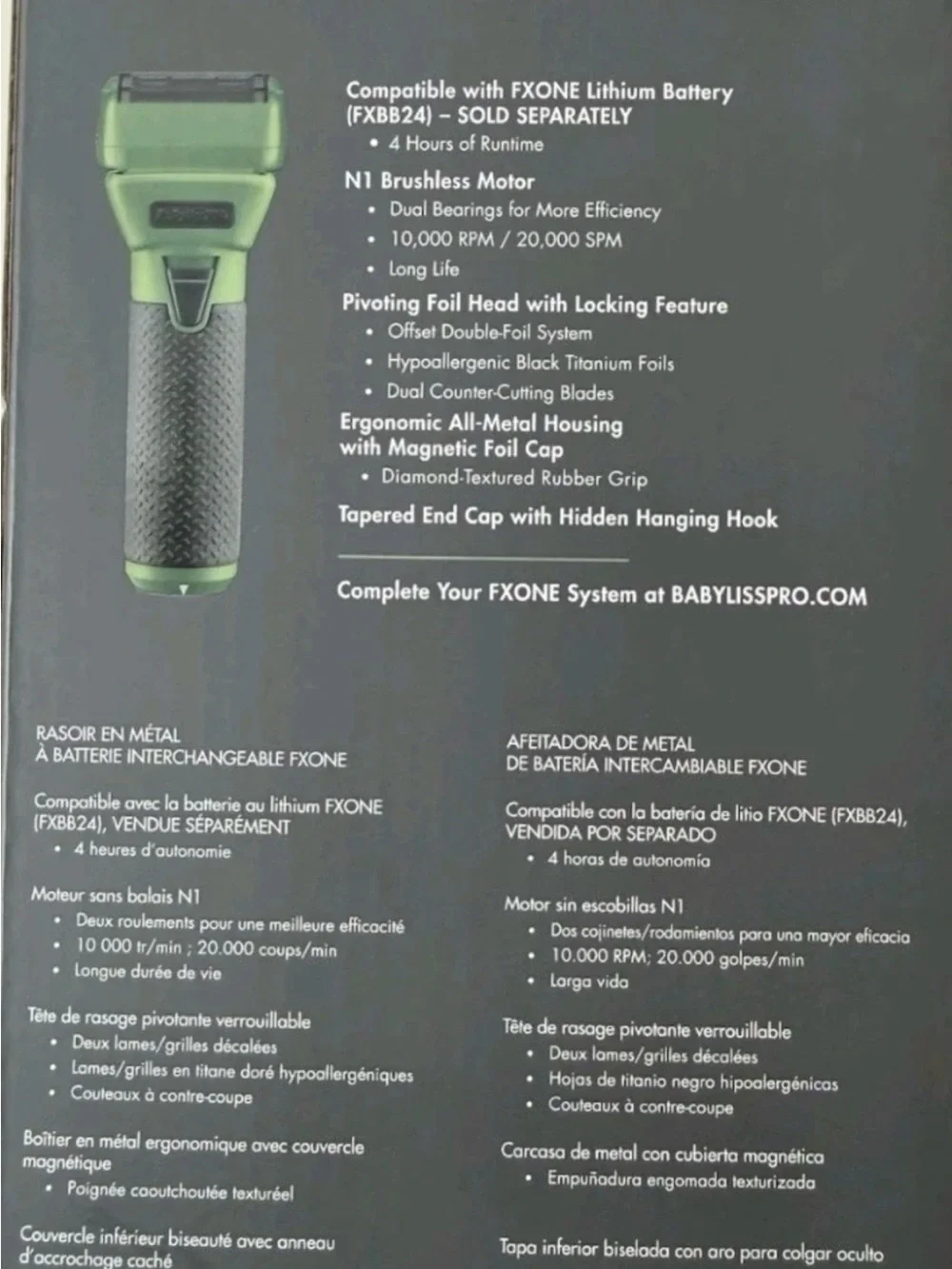 BaBylissPRO FXONE Electric Shaver – Olive Green and Black